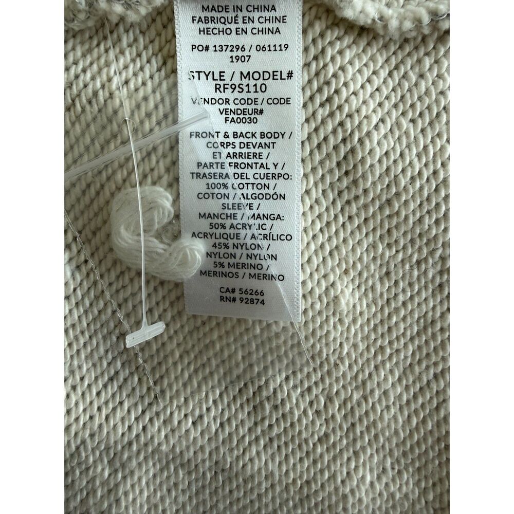 Splendid Emerson Mixed Media Cable Knit Sweater Crewneck Gray Cream Small NWT - Picture 7 of 8
